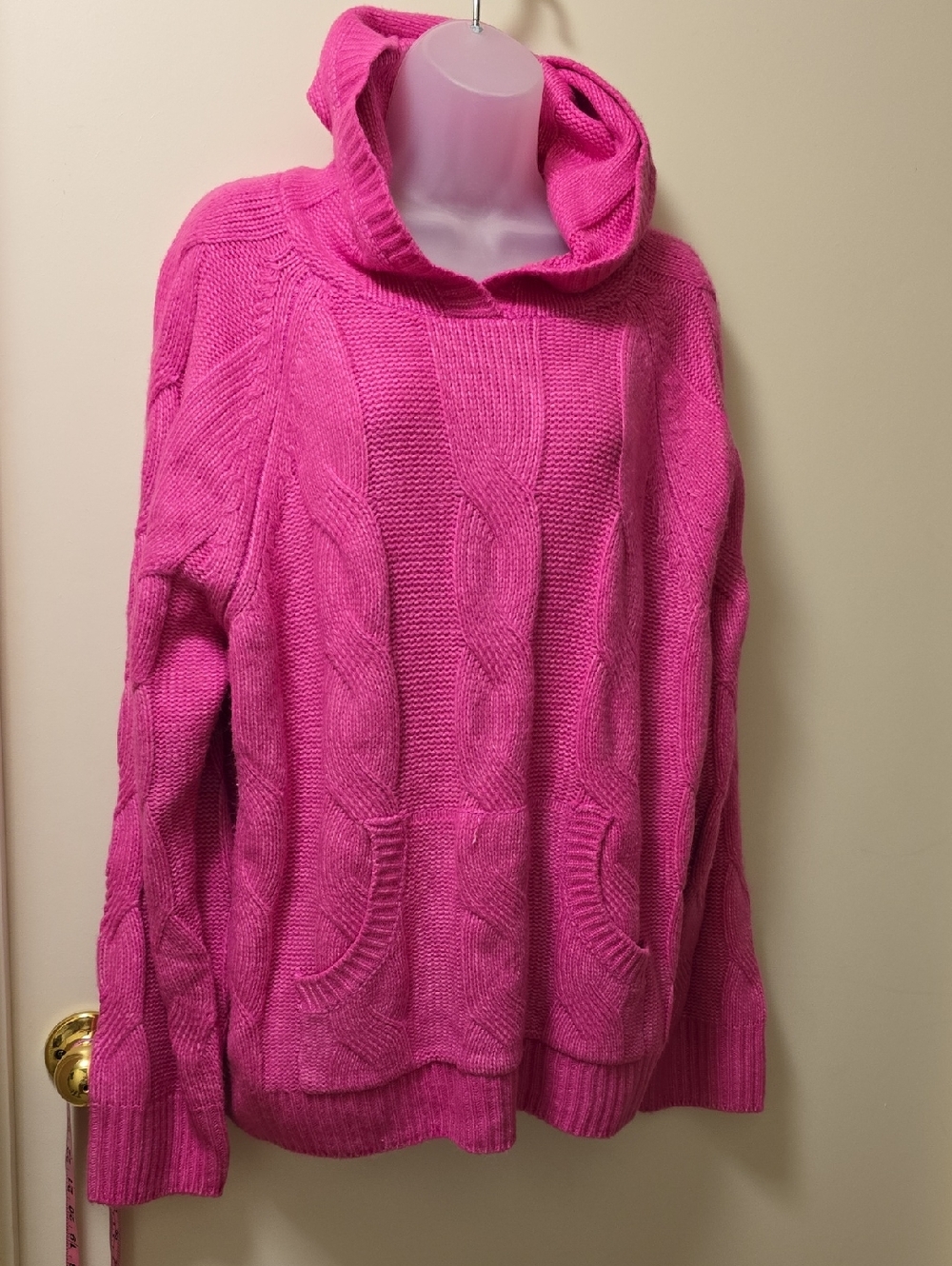 St. John's Bay Palace Pink Cable Knit Hooded Sweater